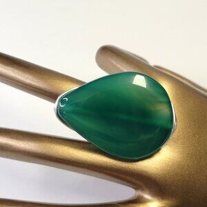 Green Onyx Pear Shape ring Gemstone Adjustable Band Handmade Semi Precious Ring